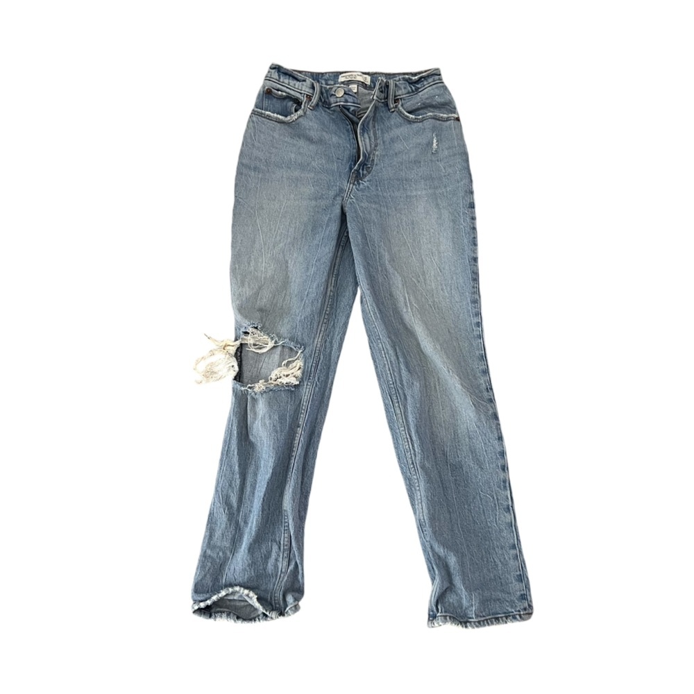 Abercrombie & Fitch High-Rise Distressed Light Blue Jeans